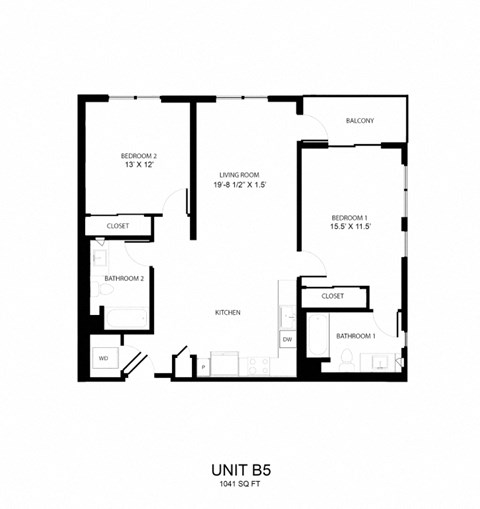 the floor plan of unit 3b
